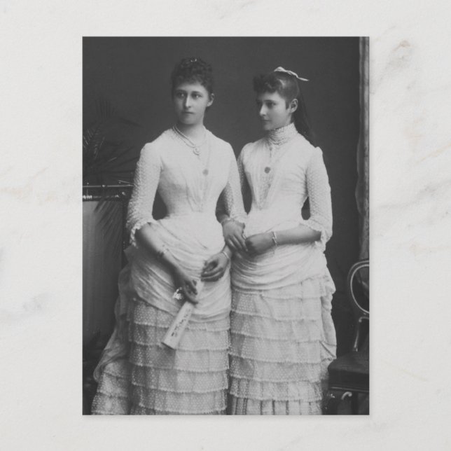 Framtida Tsarina Alexandra från Ryssland och syste Vykort (Framsida)