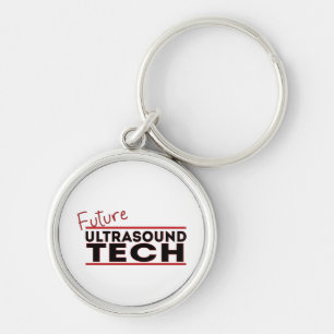 Framtida ultraljudsteknik rund silverfärgad nyckelring