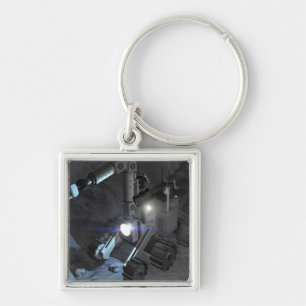 Framtida utrymmeutforskning uppdrag 6 fyrkantig silverfärgad nyckelring