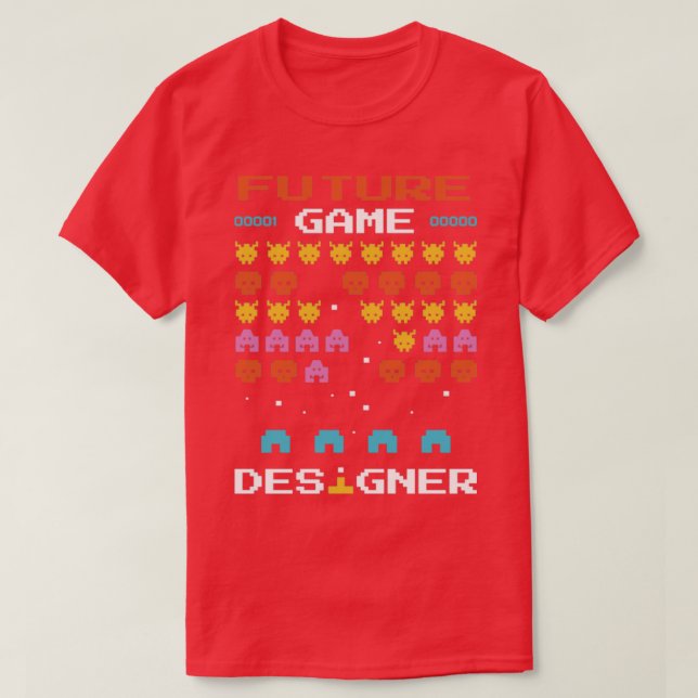 Framtida utvecklare av videospel Arcade Designer T Shirt (Design framsida)