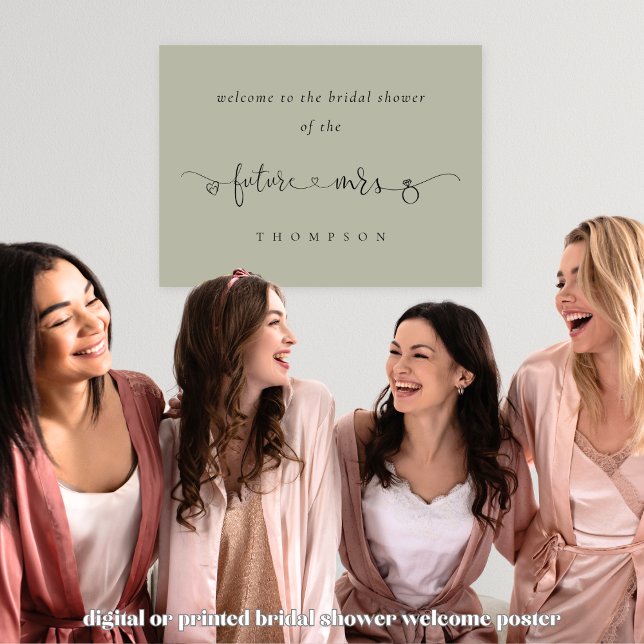 Framtida välkomstMöhippa för mrs Arty Script Sage Poster (Available digitally or printed)