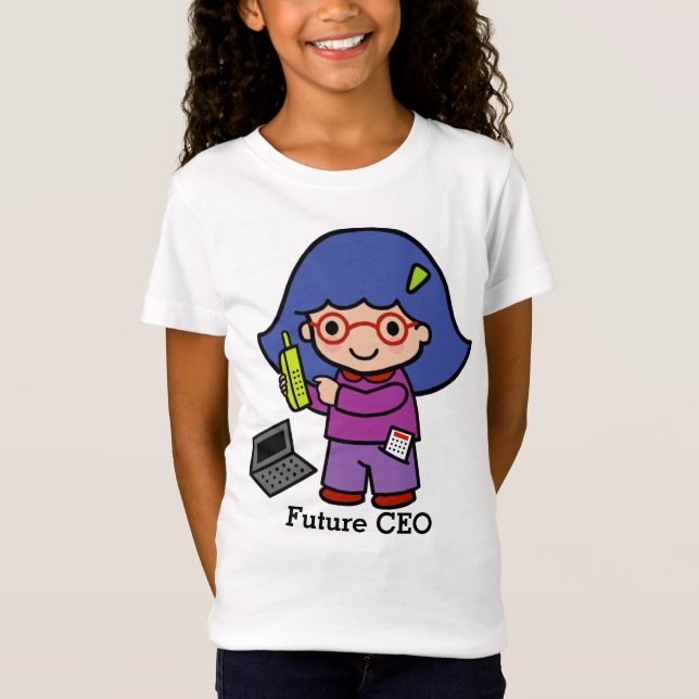Framtida vd/revisor/Mogul Girl med dator T Shirt (Framsida)