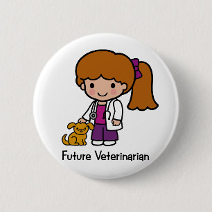 Framtida veterinär - flicka knapp