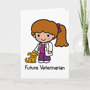 Framtida veterinär - flicka kort