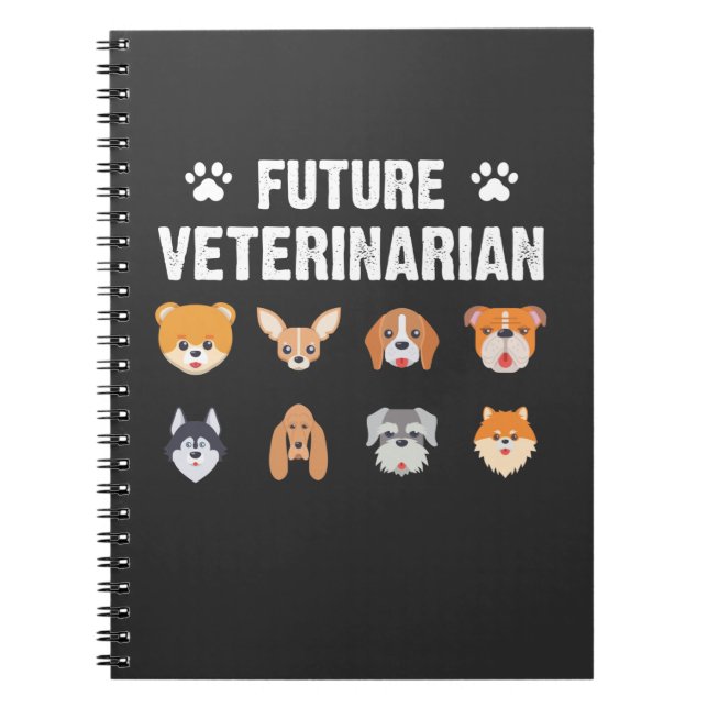 Framtida veterinär Hund Vet Tech Kid Animal Lover Anteckningsbok (Framsidan)