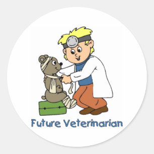 Framtida veterinär - liten pojke runt klistermärke