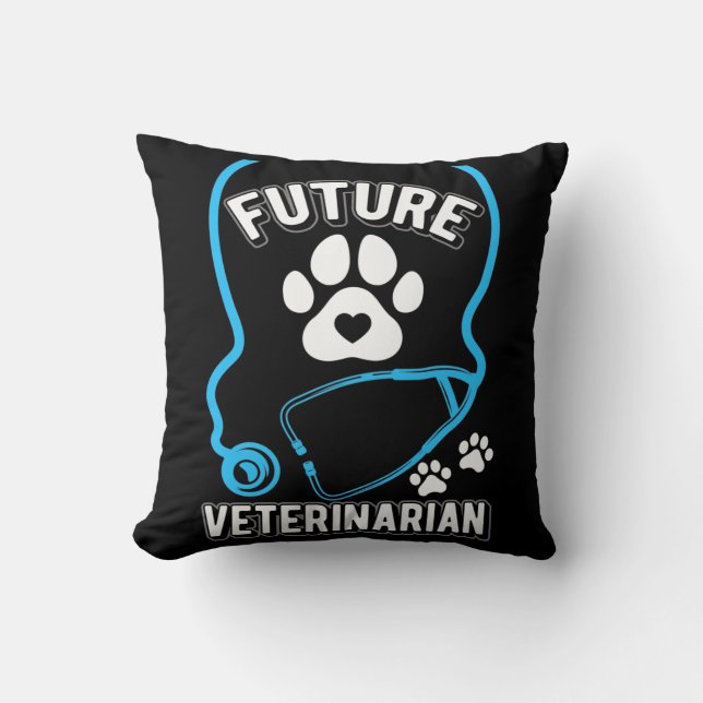 Framtida veterinär Stethoscope Funny Kudde (Framsida)