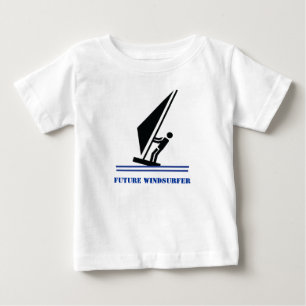 Framtida vindsurfer, svart, blå vindsurfing-anpass tee