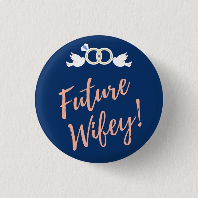 Framtida Wifey Love birds i Deep Blue Knapp (Framsida)