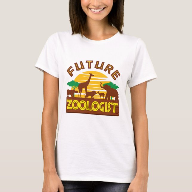 Framtida Zoolog Zoo Animals Wildlife Biolog T Shirt (Framsida)
