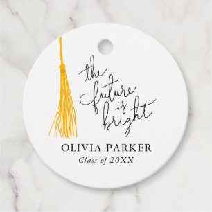 Framtiden är Bright Gult Tassel Grad Party Gåvor Etiketter