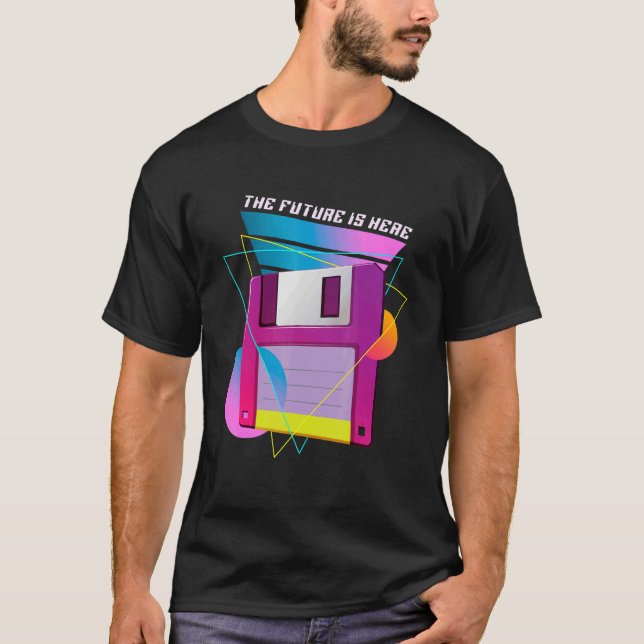 Framtiden är här: diskettenhet 80s t shirt (Framsida)