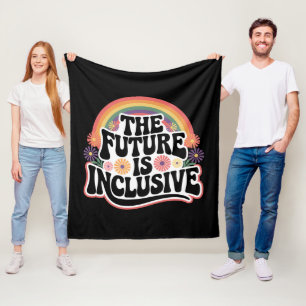 Framtiden är inkluderande regnbågsflagga HBTQ Gay Fleecefilt