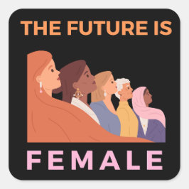 Framtiden är kvinnlig fyrkantigt klistermärke