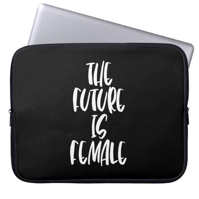 Framtiden är kvinnlig svart laptop sleeve (Framsidan)