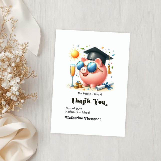 Framtiden är ljus Finans Examen Foto Tack Kort (The Future is Bright Finance Graduation Photo Thank You Card)