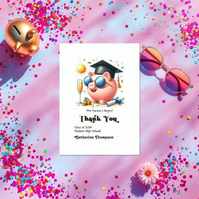 Framtiden är ljus Finans Examen Foto Tack Kort (The Future is Bright Finance Graduation Photo Thank You Card)