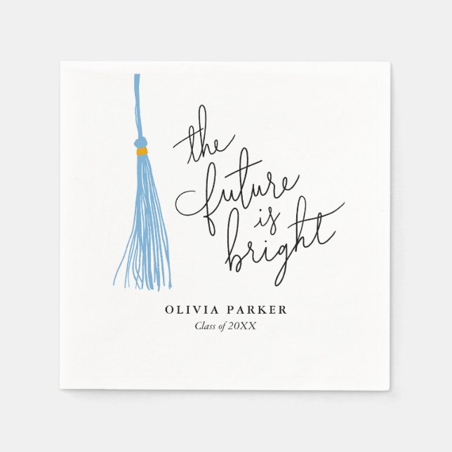 Framtiden är ljus Studenten Light Blue Tassel Pappersservett (Framsidan)