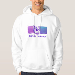 Framtiden är Meow - Cyberpunk Neon Cat Hoodie