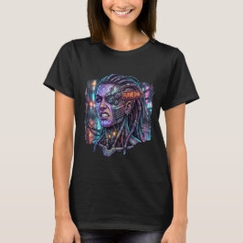 Framtiden Är Nu – Cyberpunk Cyborg Dreadlocks Neon T Shirt