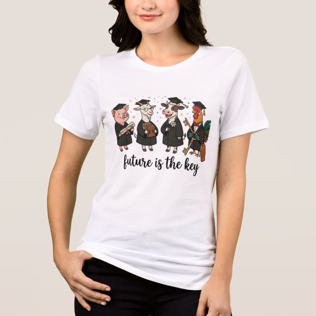 Framtiden är nyckeln Examen Flock T Shirt (Framsida)