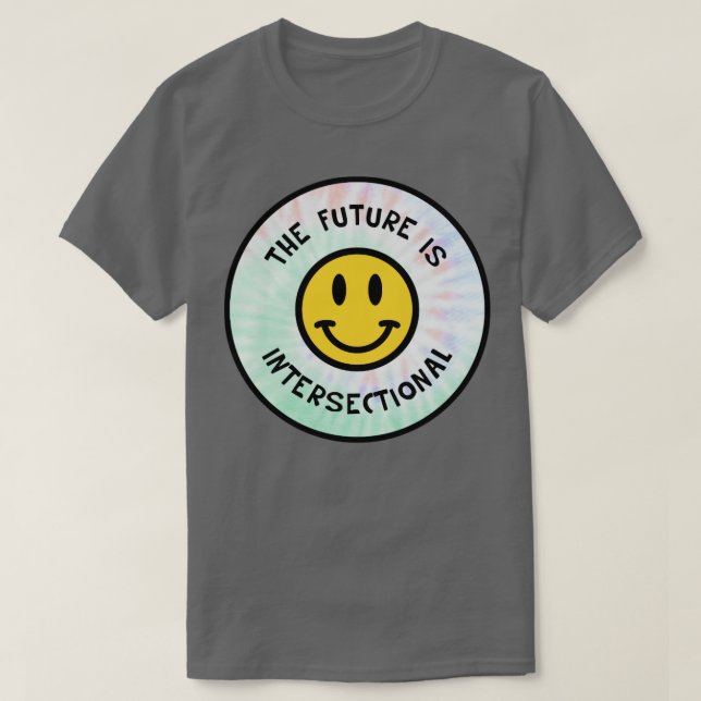 Framtiden är tvärsnittstilt, feministisk tie dye b t shirt (Design framsida)
