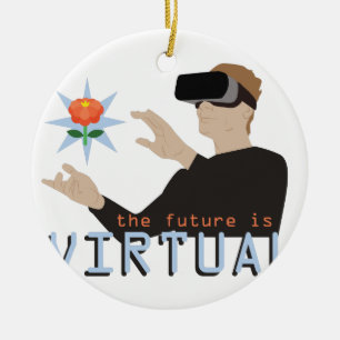 Framtiden är virtuell julgransprydnad keramik
