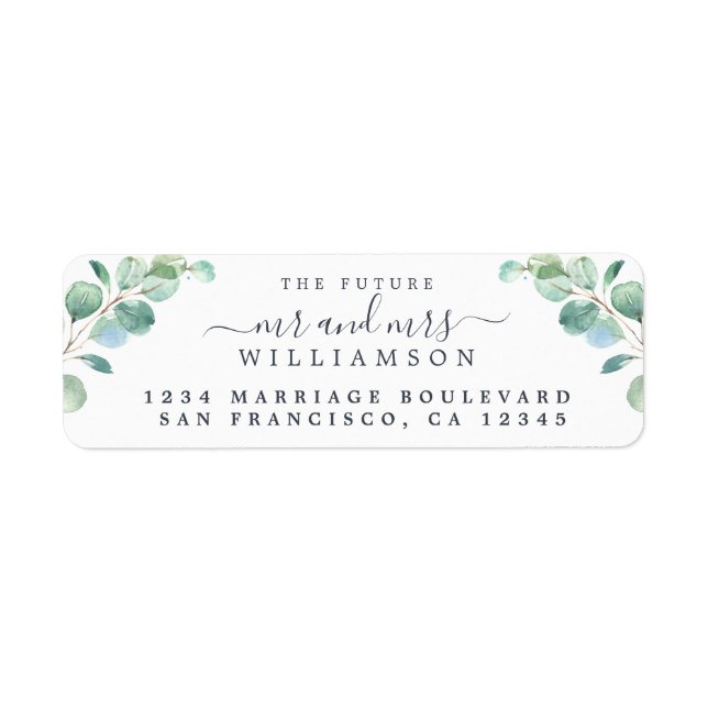 Framtiden för Grönt Foliage Bröllop Returadress Etikett (Framsidan)