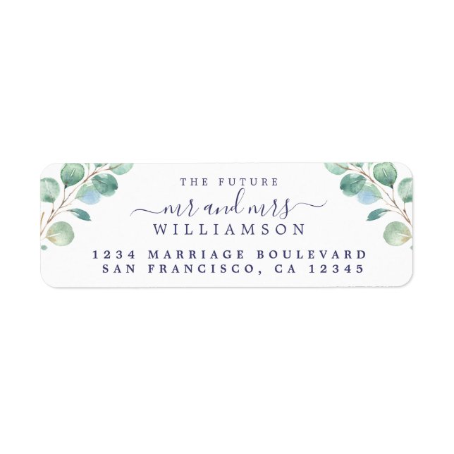 Framtiden för Grönt Foliage Bröllop Returadress Etikett (Framsidan)