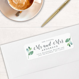 Framtiden för Grönt Foliage Bröllop Returadress Etikett