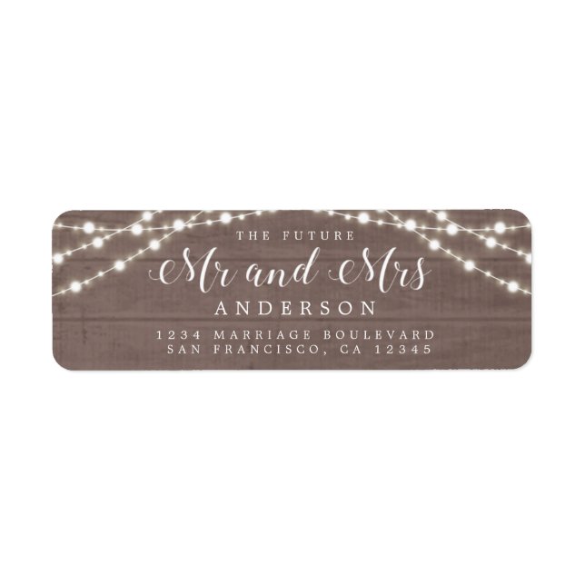 Framtiden för Rustic Ljus Bröllop Returadress Etikett (Framsidan)