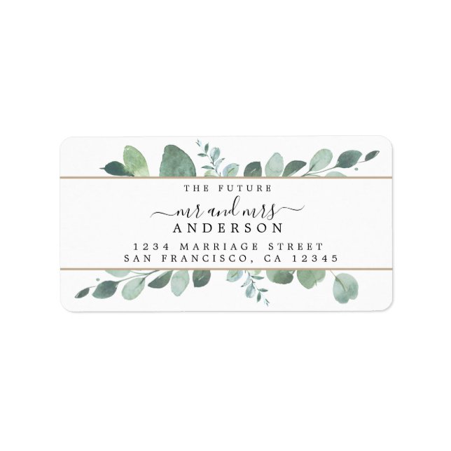 Framtiden, fru Greenery Bröllop Returadress Adressetikett (Framsidan)