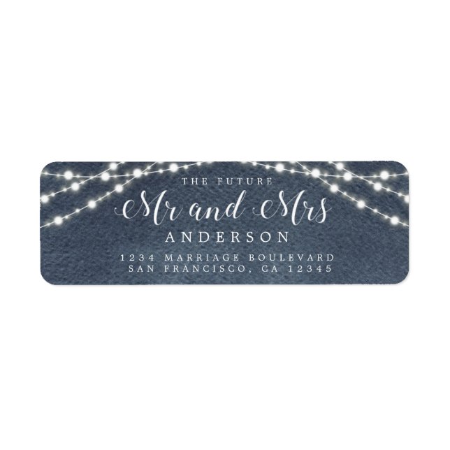 Framtiden, fru Ljus Blue Bröllop Returadress Returadress Etikett (Framsidan)