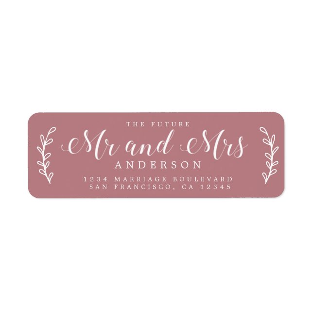 Framtiden, fru Script Dusty Ro Returadress Etikett (Framsidan)