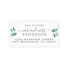 Framtiden, fru Script Grönt Foliage Bröllop Adress Adressetikett