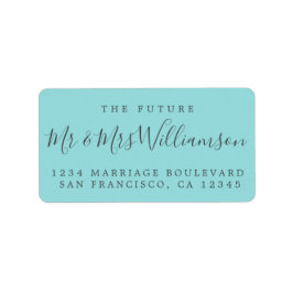 Framtiden, fru Turquise Bröllop Returadress Adressetikett