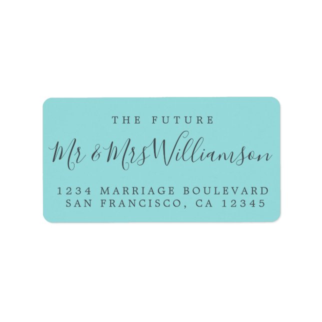 Framtiden, fru Turquise Bröllop Returadress Adressetikett (Framsidan)