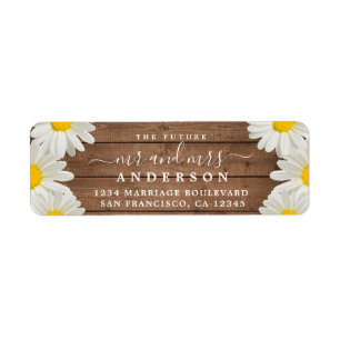 Framtiden, fru White Daisys Bröllop Returadress Etikett