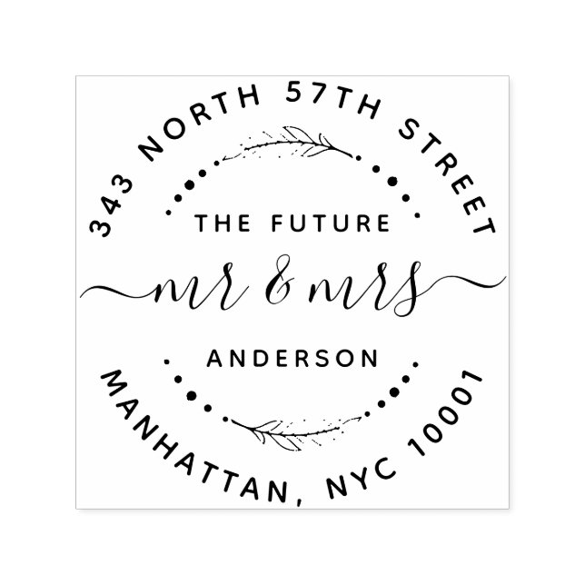 Framtiden, herr och fru Bröllop Returadress Självfärgande Stämpel (Design)