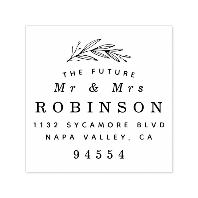 Framtiden, herr och fru Formal Bröllop Returadress Självfärgande Stämpel (Design)