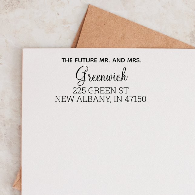 Framtiden, Modern Bröllop Returadress Anpassningsb Självfärgande Stämpel (Skapare uppladdad)