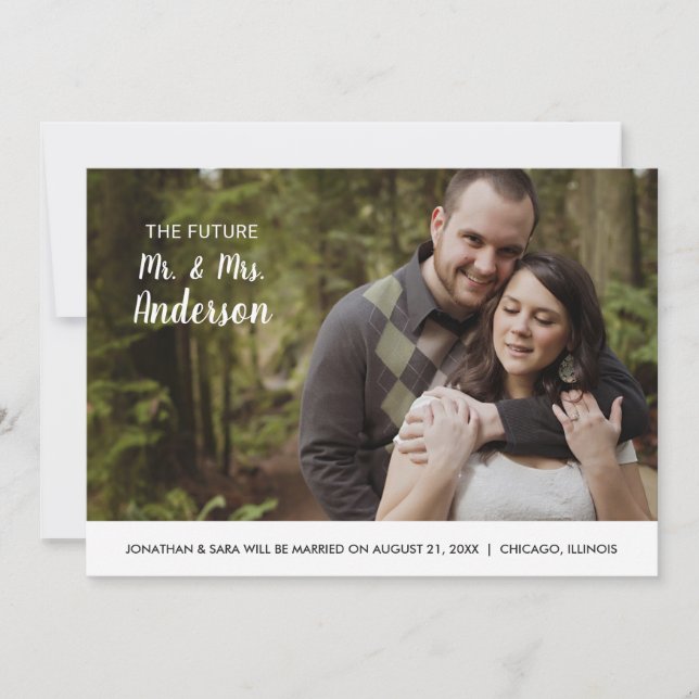 Framtiden Mr. Och Mrs. | Spara datum i foto Spara Datumet (Framsida)