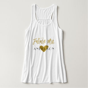 Framtiden, mrs Gold Foil and White med Heart Linne Med Racerback