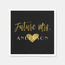 Framtiden mrs Gold Foil med Heart Bride Napkins