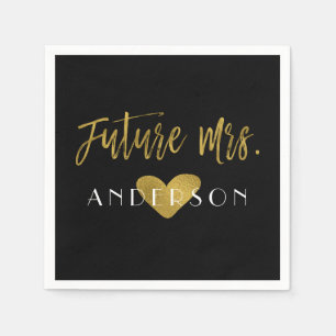 Framtiden mrs Gold Foil med Heart Bride Napkins Pappersservett