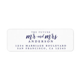 Framtiden, mrs Navy Blue Script Returadress Etikett