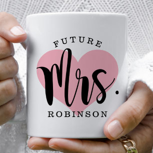 Framtiden Mrs Rosa Heart Personligt bröllp Monogra Kaffemugg