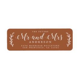 Framtiden, mrs Script TerraCotta Returadress Etikett