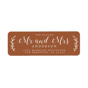 Framtiden, mrs Script TerraCotta Returadress Etikett