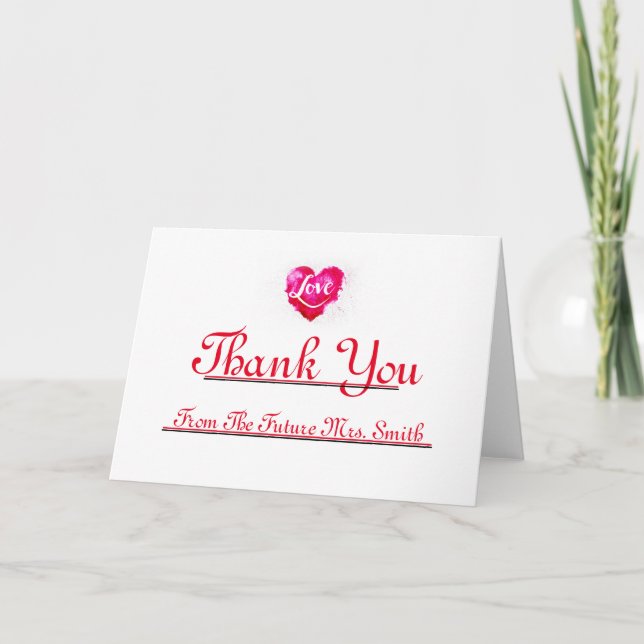 Framtiden Mrs. Tack Red Heart Note Kort (Framsida)